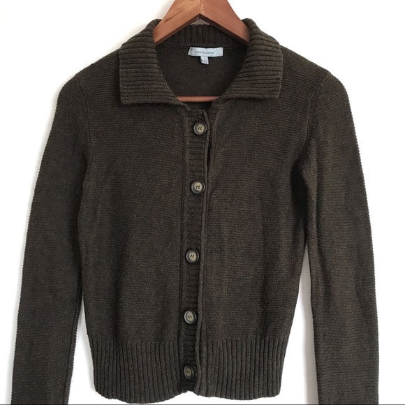 Veronika Maine Sml Olive Green Collared Cardi Knit - Picture 3 of 13